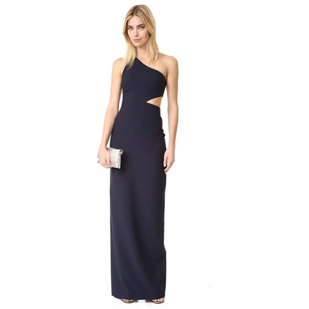 Cinq à Sept Midnight Blue One-Shoulder Gown